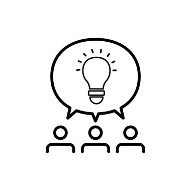 Beyaz arkaplan üzerindeki toplu fikrin ince çizgi simgesi - Vektör illüstrasyonu