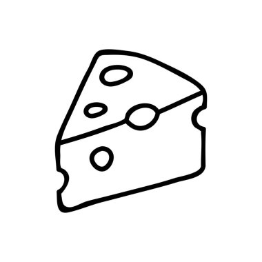 Beyaz arkaplandaki peynirin ince çizgi simgesi - Vektör illüstrasyonu