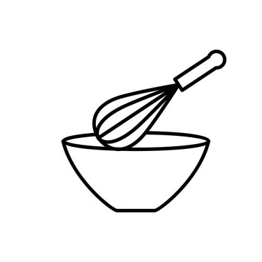 Beyaz arkaplanda izole edilmiş ince çizgi mutfak çırpma simgesi - Vektör illüstrasyonu