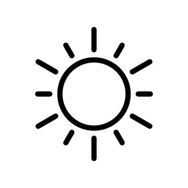 Beyaz arkaplanda ince çizgi güneş simgesi - Vektör illüstrasyonu