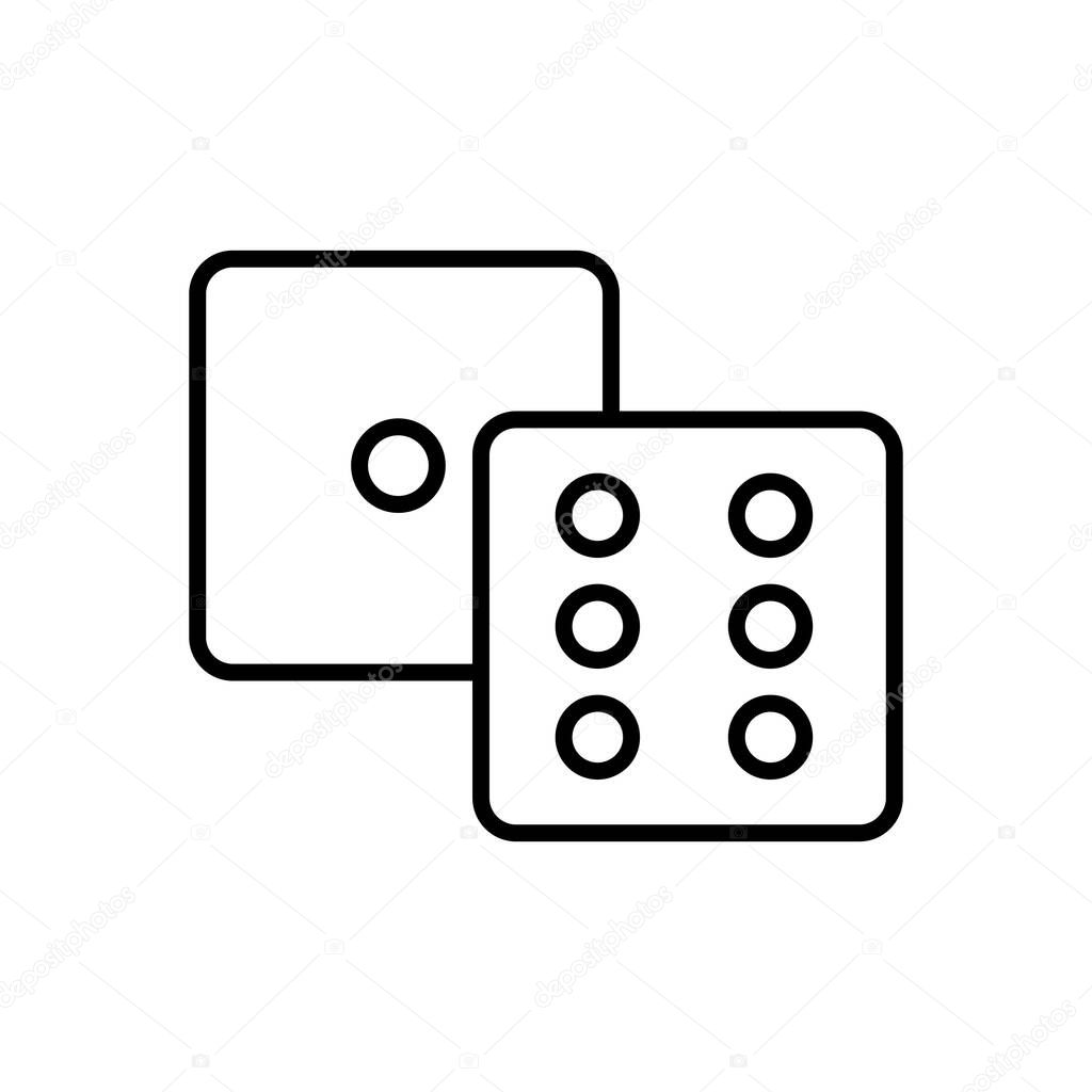 Thin line game dice icon on white background - Vector illustration