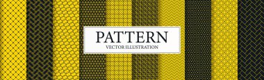 Panoramik desenler 8 pc Siyah sarı - Vektör çizimi