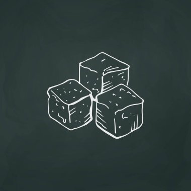 Rafine şeker küpleri ince beyaz çizgiler dokusal koyu arkaplan - Vektör illüstrasyon