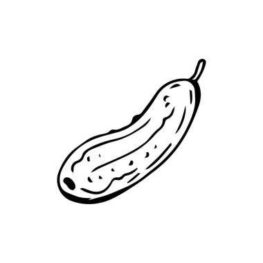 Beyaz arkaplanda salatalık ince siyah çizgiler - Vektör illüstrasyonu