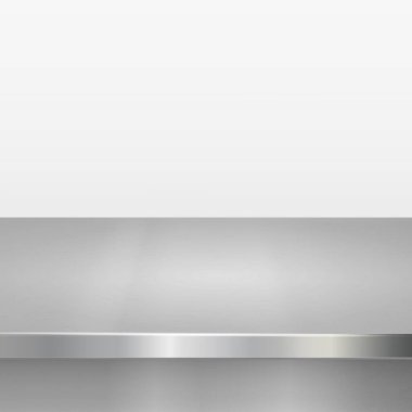 Metal mutfak tezgahı, demir dokular, beyaz zemin üzerinde büyük bir masa - Vektör illüstrasyonu