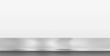 Metal mutfak tezgahı, demir dokular, beyaz zemin üzerinde büyük bir masa - Vektör illüstrasyonu