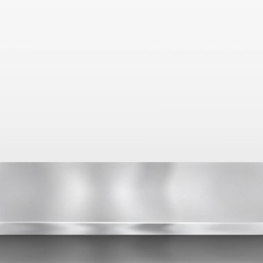 Metal mutfak tezgahı, demir dokular, beyaz zemin üzerinde büyük bir masa - Vektör illüstrasyonu