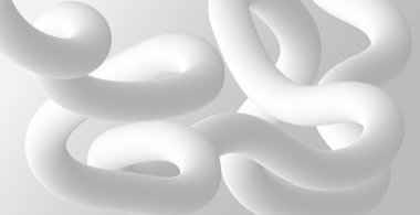 3 boyutlu çizgileri olan beyaz gri panoramik arkaplan - Vektör illüstrasyonu