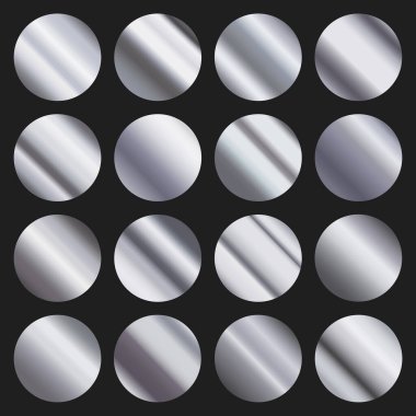 16 pc 'lik set. çelik arkaplan dokusu - Vektör illüstrasyonu