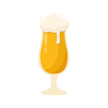 Beyaz arka planda izole edilmiş bir bardak taze bira - Vektör illüstrasyonu