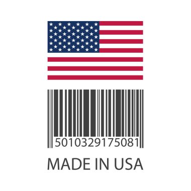 ABD 'de yapılmış rakamlarla barkod - Vektör illüstrasyonu