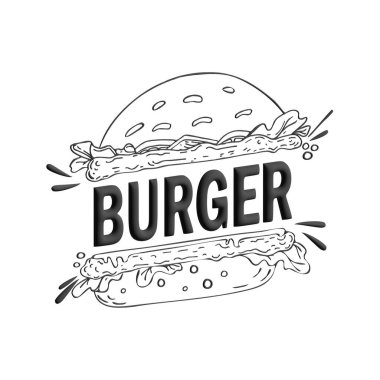 Hamburger olarak stilize edilmiş bir metin. Bir marka, etiket veya reklam için şık tasarım