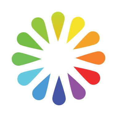 Beyaz arkaplandaki gökkuşağının tüm renklerinin dairesel paleti - Vektör illüstrasyonu