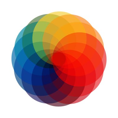 Beyaz arkaplandaki gökkuşağının tüm renklerinin dairesel paleti - Vektör illüstrasyonu