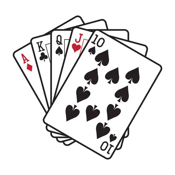 カジノエレメント ホワイトバックグラウンドでカードをプレイ ベクトルイラスト — ストックベクタ
