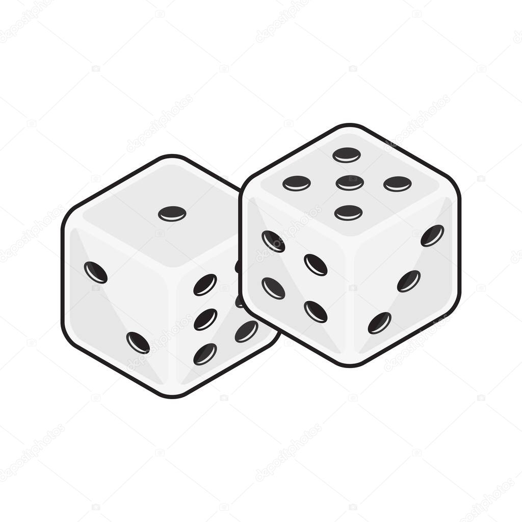 Casino element playing pair of dice on white background - Vector illustration