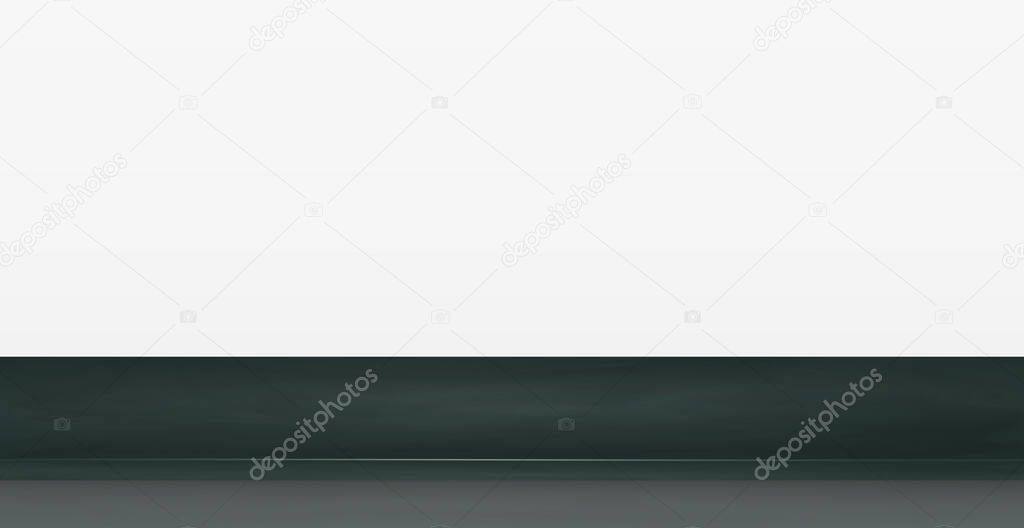 Black stone table top on white panoramic background, promotional web template - Vector illustration