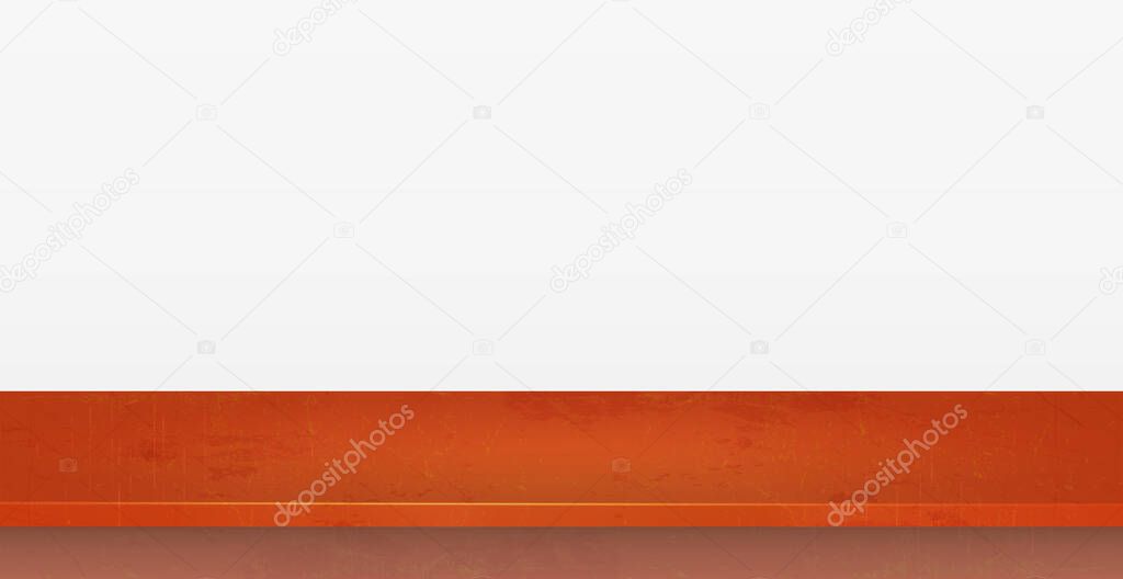 Red table top on white panoramic background, promotional web template - Vector illustration