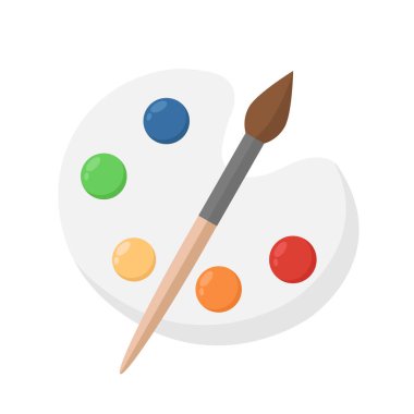 Farklı renklerin paletini boya, okulda resim dersi - Vektör illüstrasyonu