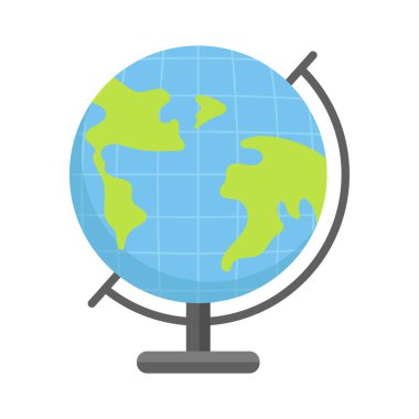 Okul küresi, beyaz arka planda, coğrafya dersi - Vektör illüstrasyonu