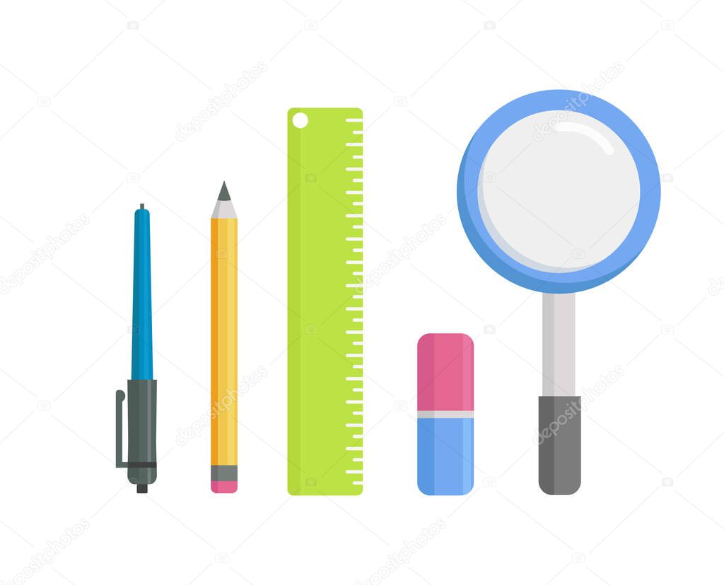 School stationery for study on a white background - Vector illustration