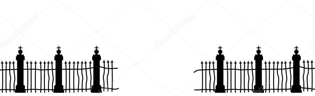 Old fence in the cemetery on a white background - Vector illustration
