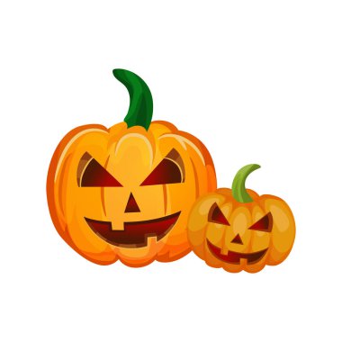 Cadılar Bayramı tasarımın için gülümseyen turuncu balkabakları.