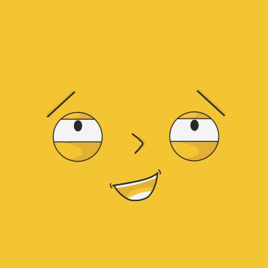 Düşünceli, etkileyici duyguları olan sinsi bir yüz - Vektör çizimi