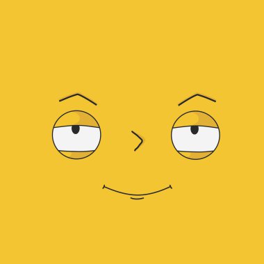 Düşünceli, etkileyici duyguları olan sinsi bir yüz - Vektör çizimi