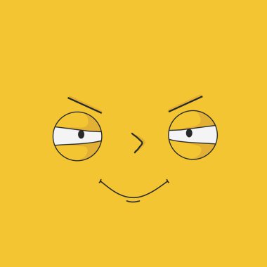 Kızgın, somurtkan ve anlamlı duyguları olan bir yüz - Vektör çizimi