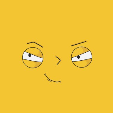 Düşünceli, etkileyici duyguları olan sinsi bir yüz - Vektör çizimi