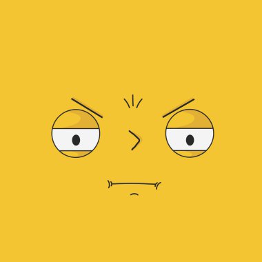 Kızgın, somurtkan ve anlamlı duyguları olan bir yüz - Vektör çizimi