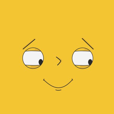 Anlamlı duyguları olan neşeli, gülen bir yüz - Vektör illüstrasyonu