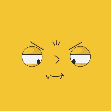 Kızgın, somurtkan ve anlamlı duyguları olan bir yüz - Vektör çizimi