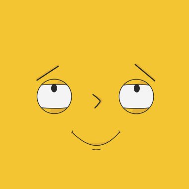 Anlamlı duyguları olan neşeli, gülen bir yüz - Vektör illüstrasyonu