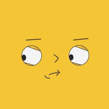 Düşünceli, etkileyici duyguları olan sinsi bir yüz - Vektör çizimi