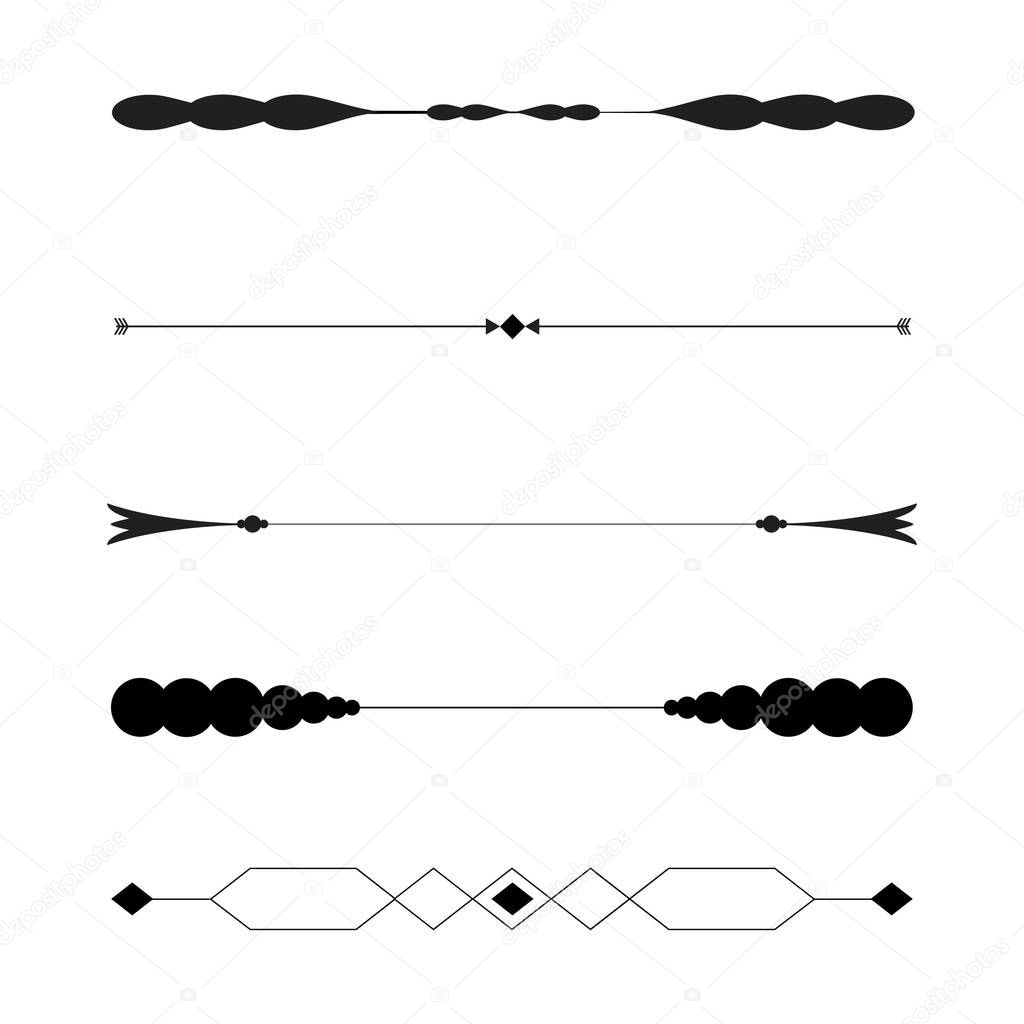 Set of black lines ornaments, frames for illustrations on a white background - Vector illustration