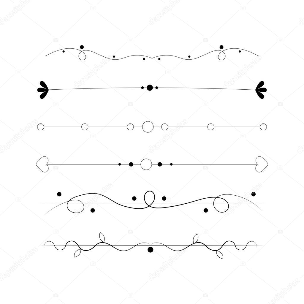 Set of black lines ornaments, frames for illustrations on a white background - Vector illustration