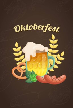 Ekim Festivali vektör tatil kartı Münih 'te uluslararası Alman bira festivali