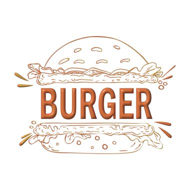 Hamburger olarak stilize edilmiş bir metin. Bir marka, etiket veya reklam için şık tasarım