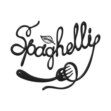 Yazılı spagetti şeklinde mesaj. Bir marka, etiket veya reklam için şık tasarım