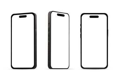 Siyah akıllı telefon 14 model, yeni bilişim endüstrisi, beyaz arka planda web tasarımı için model - Vektör illüstrasyonu