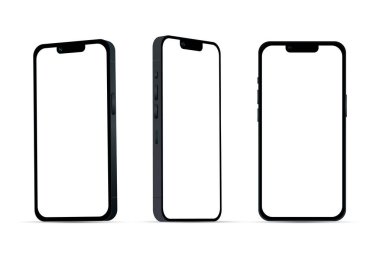 Siyah akıllı telefon 14 model, yeni bilişim endüstrisi, beyaz arka planda web tasarımı için model - Vektör illüstrasyonu