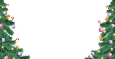 Beyaz zemin üzerinde Noel ağacı, festival promosyon ürünleri için web şablonu - Vektör illüstrasyonu