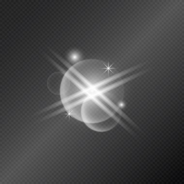 Gerçekçi ışıklandırma, karanlık bir arkaplanda ışık parıltısı - vektör illüstrasyonu