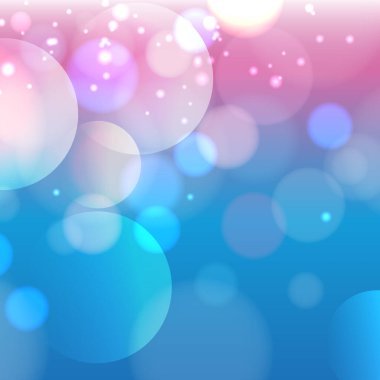 Odaklanamayan daireler ve parıltılarla soyut mavi bokeh arkaplan. Noel ve Yeni Yıl tatili için dekorasyon unsuru, tebrik kartları, web afişleri, posterler - Vektör illüstrasyonu