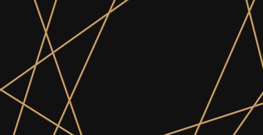 İş için modern geometrik lüks web kartı şablonu veya siyah arkaplan üzerinde altın çizgilerle sunum - Vektör illüstrasyonuName