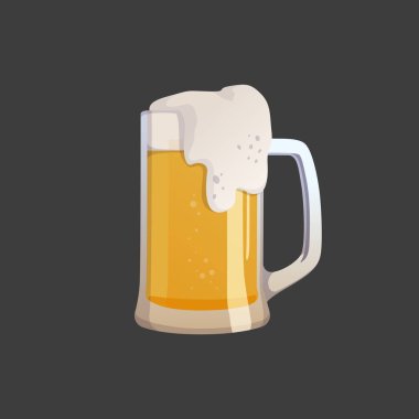 Büyük bardak taze köpüklü bira - Vektör illüstrasyon