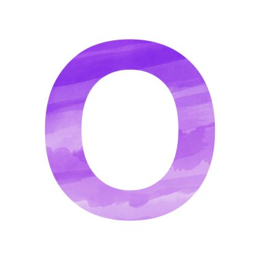 İngiliz alfabesi, O harfi mavi suluboya ile boyanmış.