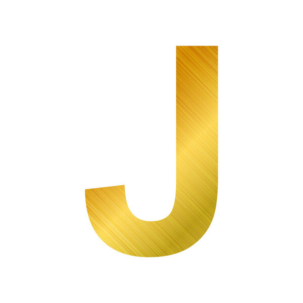 English alphabet, gold texture letter J on white background - Vector illustration
